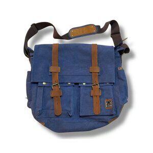 Sechunk Vintage Military Leather Canvas Messenger Bag